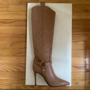 Beautiisoles Phoebe Knee High Leather Boot Beige SZ 10/EU 41